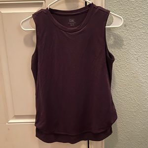 Purple Athleta Girl tank top with 2 layers (mesh underlayer)